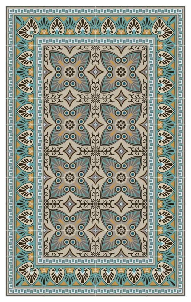 Beija Flor Green Bella Vinyl Floor Mat, Large 28"x48" Contemporary