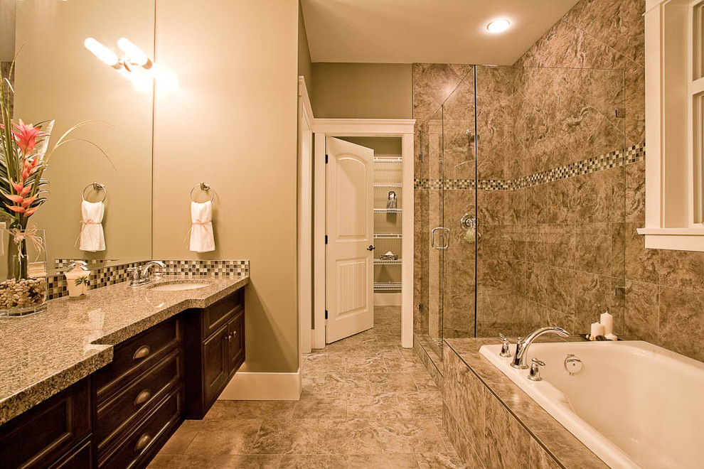 Design ideas for a traditional bathroom in Vancouver with mosaic tile.