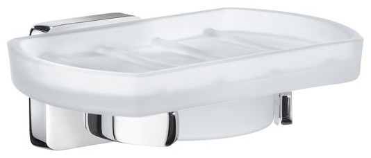 Ice Holder With Frosted Glass Soap Dish, Polished Chrome