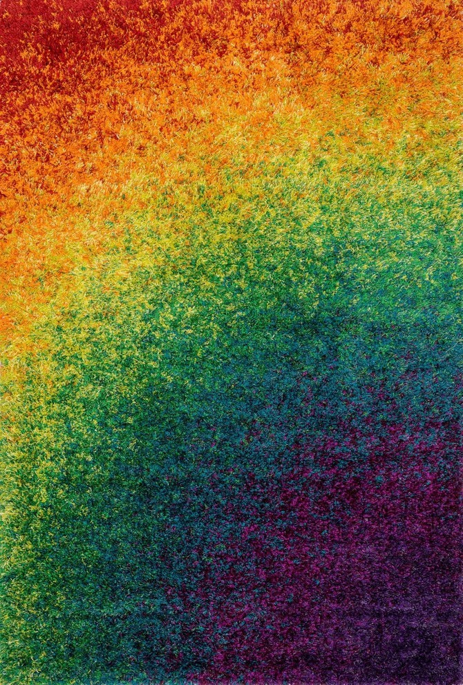 Vibrant Barcelona Shag Area Rug by Loloi II, Rainbow, 5'2"x7'7"