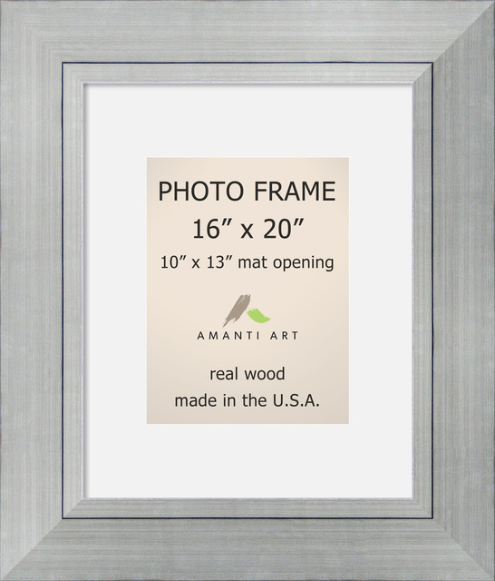 Picture / Photo Frame 16x20 Matted to 10x13, Romano Silver, Outer Size