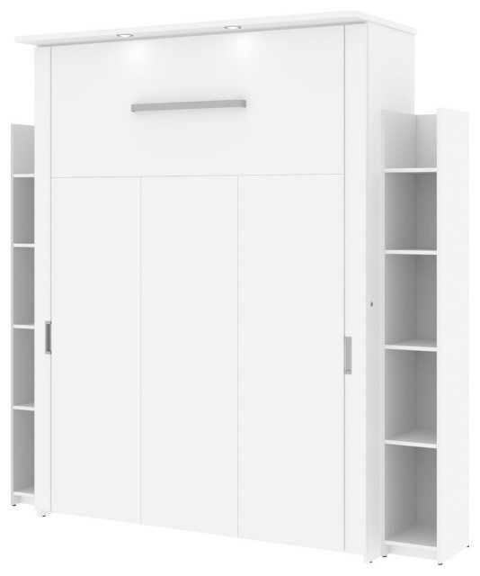 Bestar Lumina Queen Murphy Bed With 2 Shelving Units, 86W, White