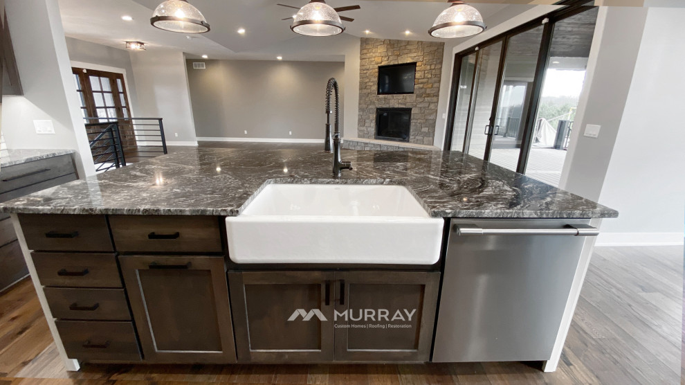 Inspiration for a rustic kitchen remodel in Omaha