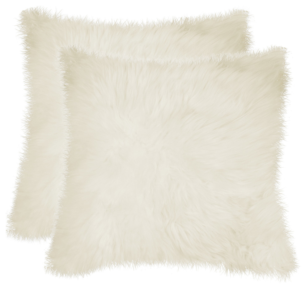 100 Sheepskin New Zealand Pillows, Set of 2, Natural, 18"x18