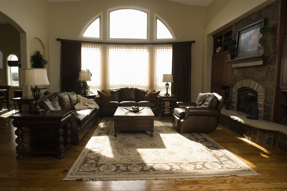 Photo of a traditional family room in Denver.