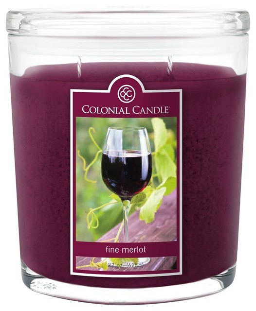 Fine Merlot 22 oz Oval Jar Candle Contemporary Candles by