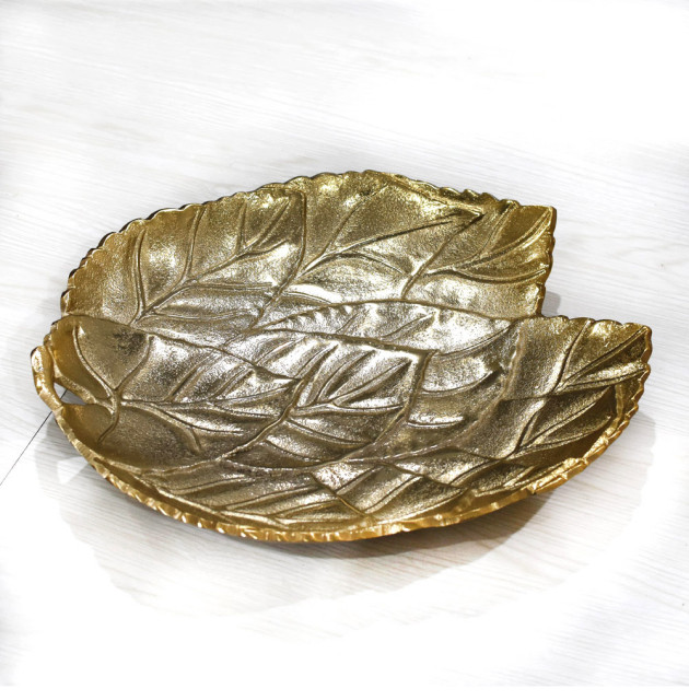 Handmade Decorative Aluminium Tray, Gold Color Coated