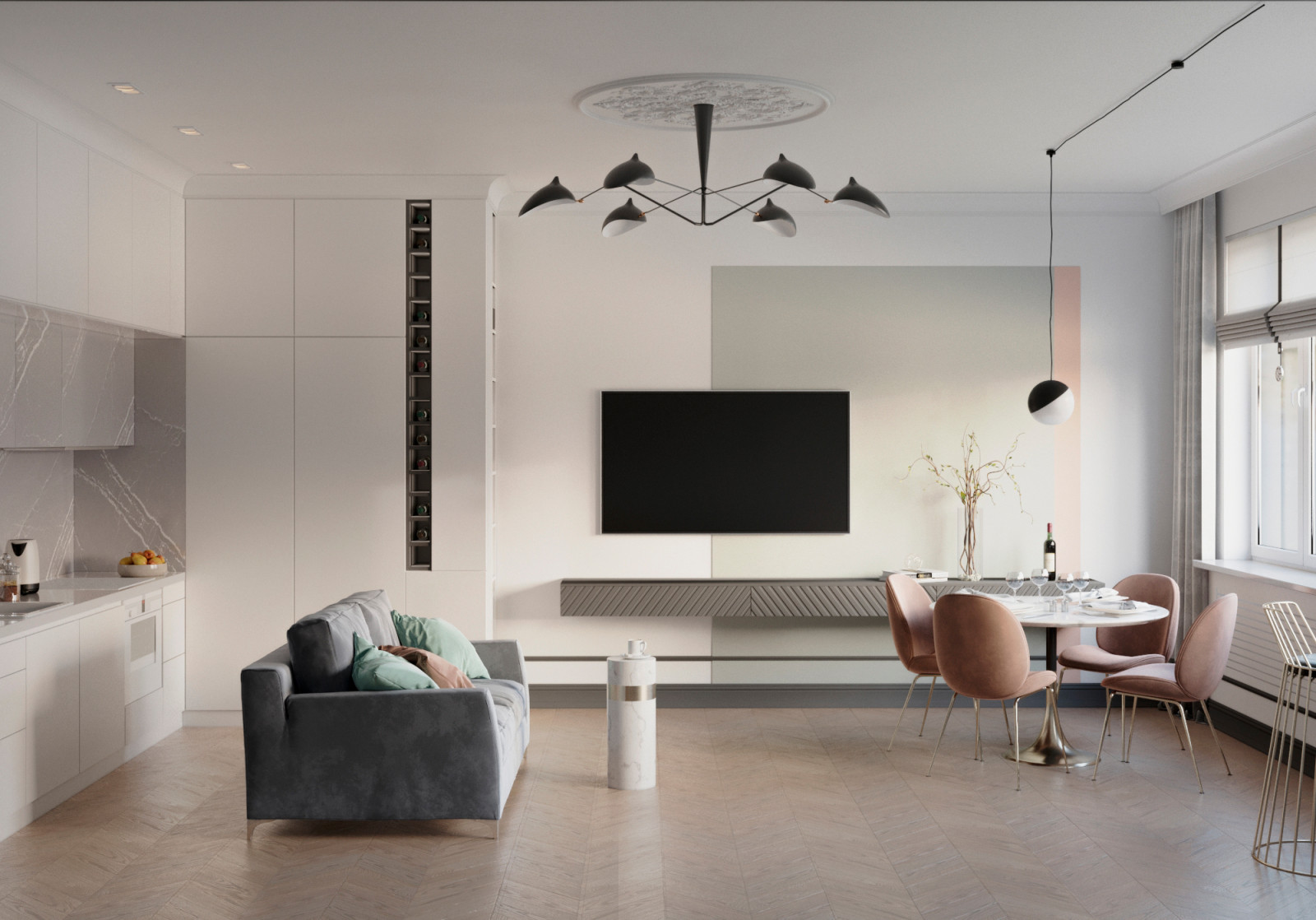 Дизайн-проект трехкомнатной квартиры в ЖК "Платинум"