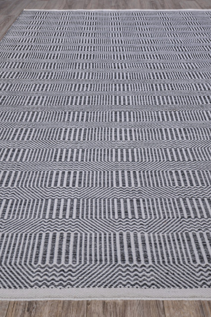Naples Indoor/Outoor Flatwoven PET yarn Charcoal/Ivory Area Rug, 10'x14 ...