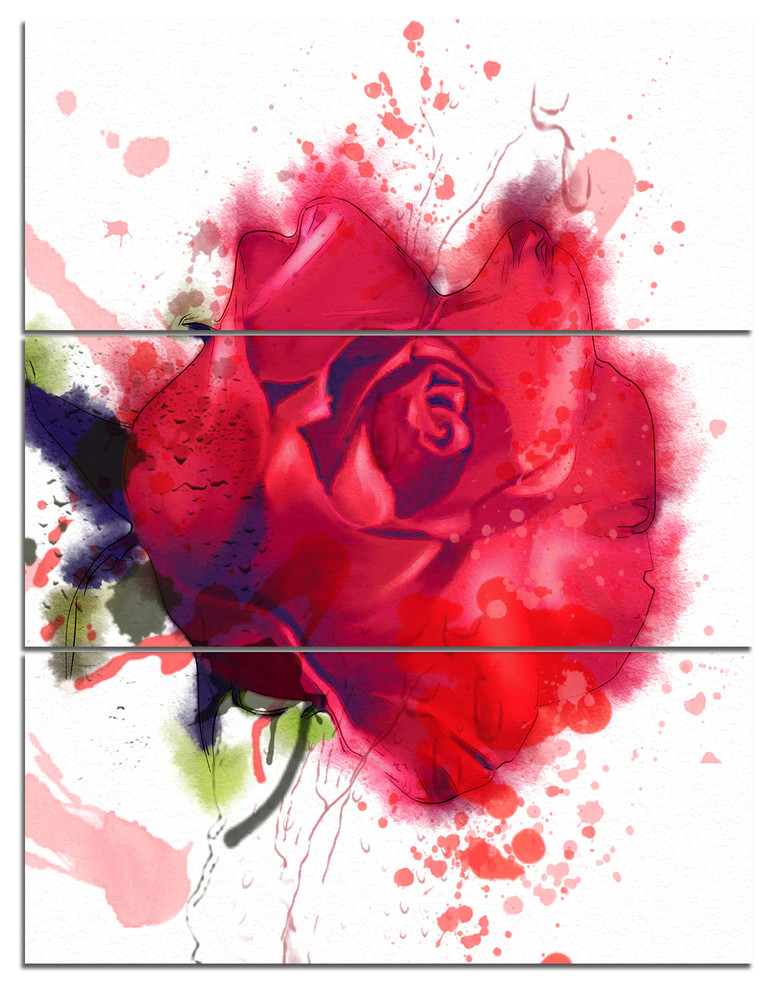 "Beautiful Bright Red Rose", 28"x36" Contemporary Metal Wall Art