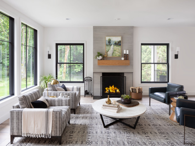Transitional Living Room nyklassisk-vardagsrum