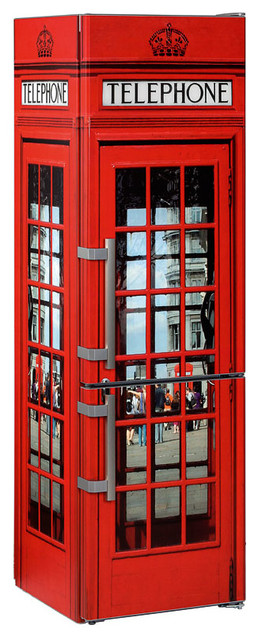 K&uuml;hlschrank im britischen Telefonzellen-Design 