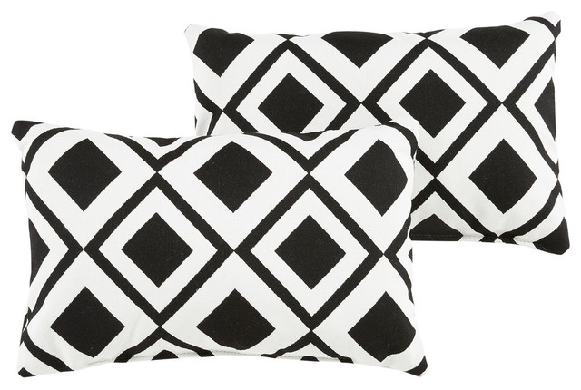 Carrington Sunbrella Outdoor Lumbar Pillow Set Of 2 Black White Carrington Sunbrella Outdoor Lumbar Pillow Set Of 2 Black White Contemporary Cushions And Pillows By Mozaic Company