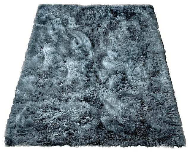 Rectangle Faux Fur Designer Sheepskin Rug - Contemporary - Area Rugs