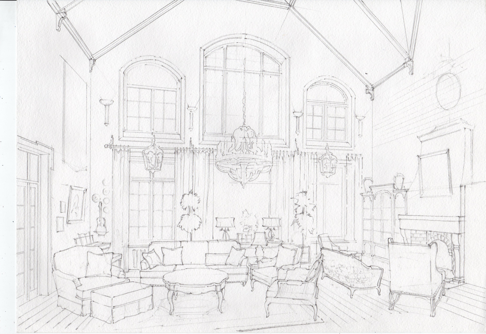 Акварельные эскизы к проекту: Загородного дома в стиле Прованс.