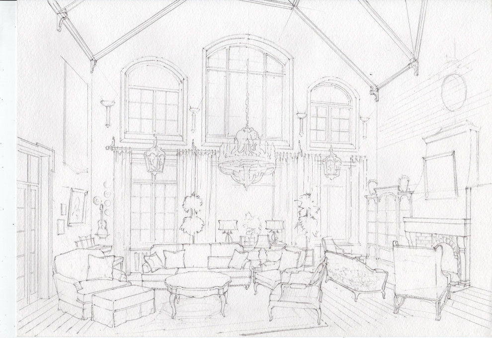 Акварельные эскизы к проекту: Загородного дома в стиле Прованс.