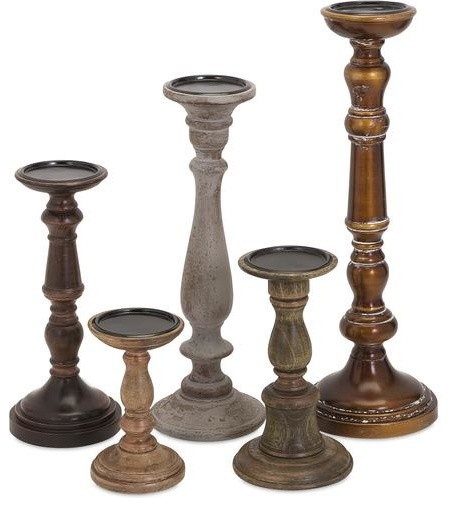 Rozzi Wood Candleholder Set of Five