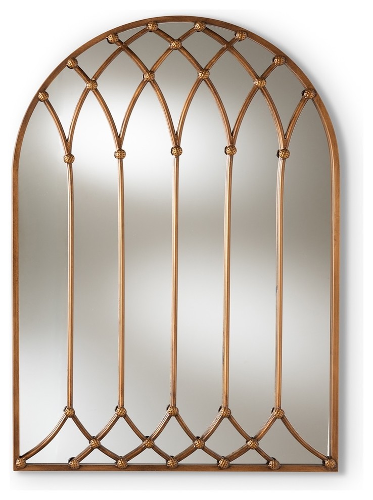 Vintage Farmhouse Antique Bronze Finished Arched Window Accent Wall