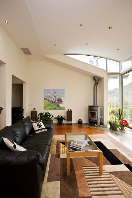 Living Room With Curved Ceiling Wood Burning Fireplace Store