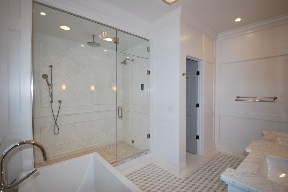 Marble Paneled Shower - Transitional - Bathroom - DC Metro - by Michael ...