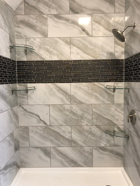 Large format tile shower remodel