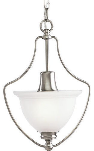 Progress Lighting P3792-09 Madison Single-Light Foyer Pendant with White Etched