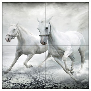 Animali Cavalli Bianchi 4 Piece Modern Wall Art Canvas 160x160 Cm Eclectic Decorative Wall Plaques And Objects By Vorreishop It Houzz Uk