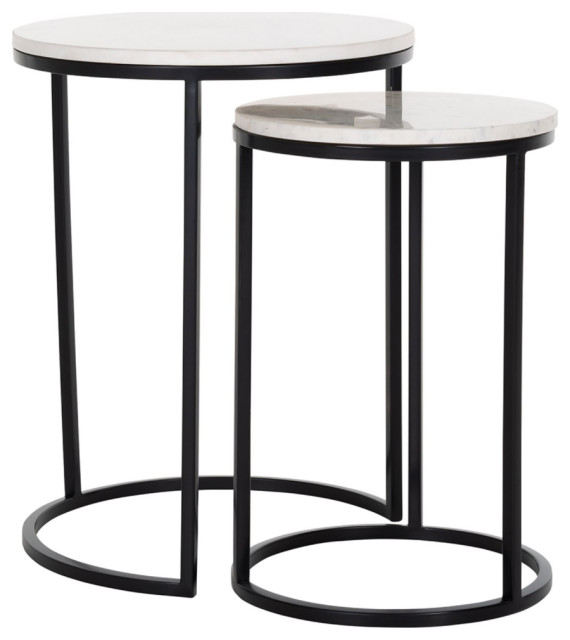 White Marble Nesting End Tables (2) OROA Lexington Transitional