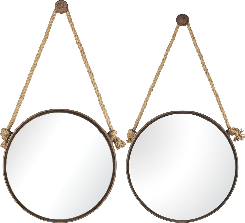 STERLING 53-8502 Round Mirrors on Rope, Set of 2