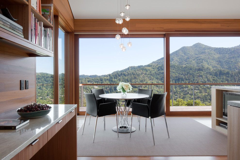Design ideas for a contemporary kitchen/dining combo in San Francisco.