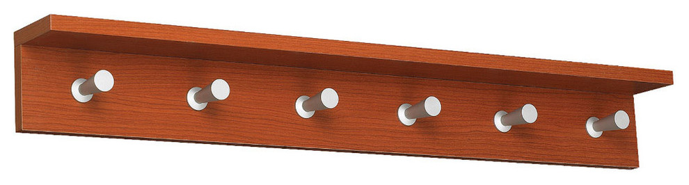 Contempo Wood Wall Rack, 6 Hook - Cherry