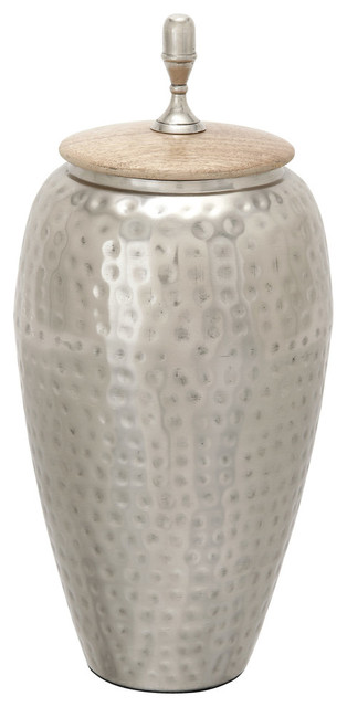 Contemporary Silver Metal Decorative Jars 37529