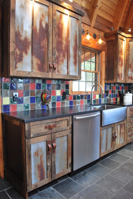 Barnwood Kitchen for Log Home - Rustic - Kitchen - Other ...