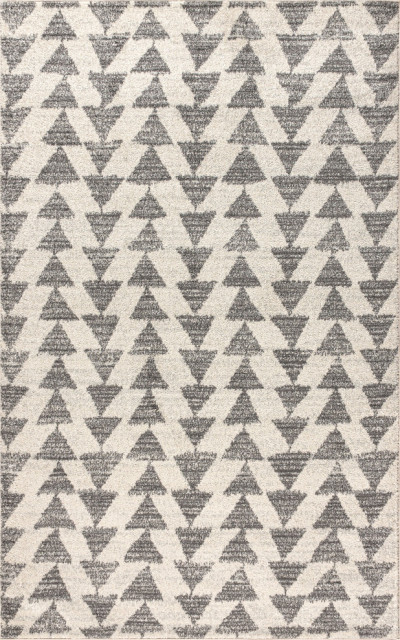 Aisha Moroccan Triangle Geometric Area Rug, Cream/Gray, 5 X 8