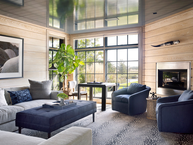 Contemporary Hamptons Shingle beach-style-family-room