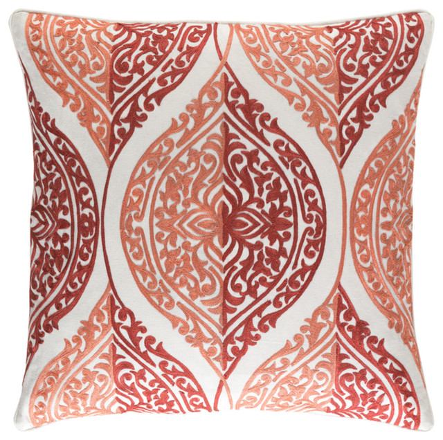 Teisha Medallions And Damask Accent Pillow Coral Contemporary