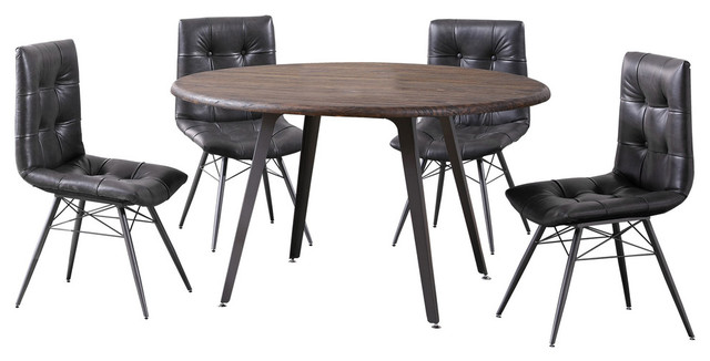 Denver Industrial Antique Brown 5 Pieces Round Dinette Set