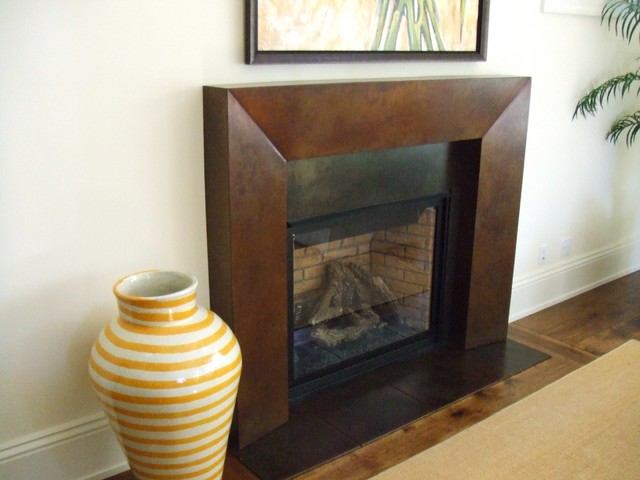 Steel fireplace mantel