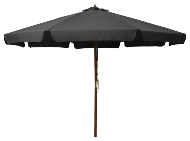 Vidaxl Outdoor Parasol With Wooden Pole 129.9" Anthracite