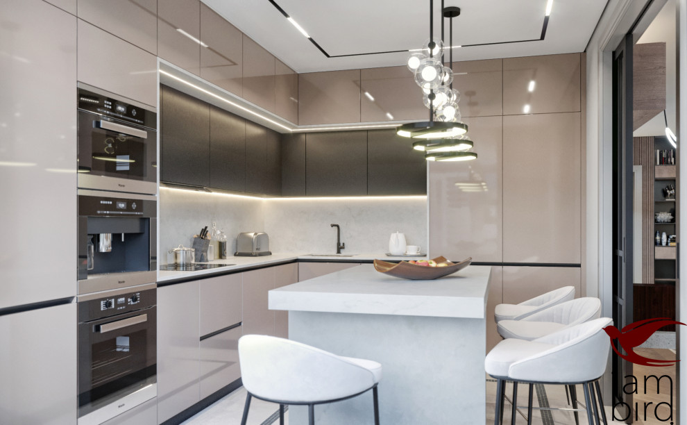 Натуральные оттенки в интерьере квартиры в ЖК "Лефорт" 130 кв.м