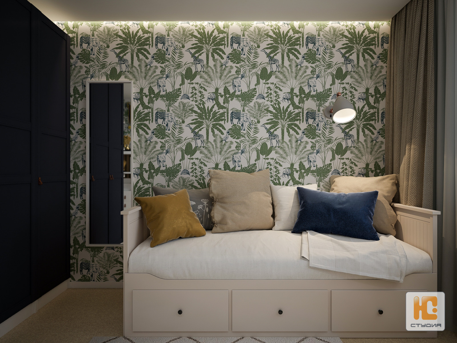 Дизайн-проект части квартиры (гостиная, спальня, балкон, детская)