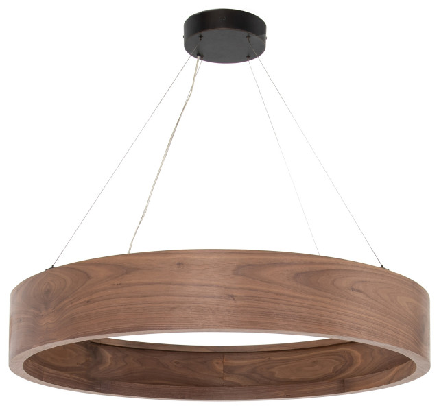 Baum Small Chandelier, Dark Walnut Transitional Chandeliers by