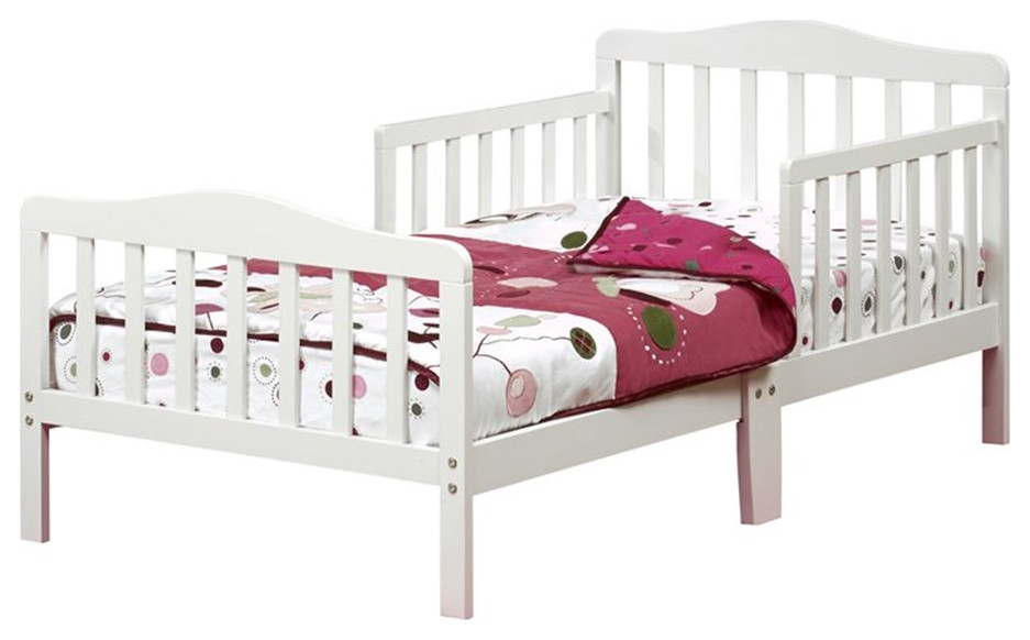 Orbelle Contemporary New Zealand Pine Solid Wood Toddler Bed in White