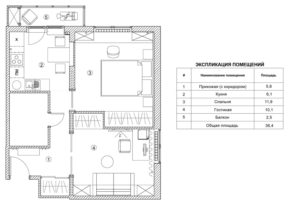Двухкомнатная квартира в теплых тонах