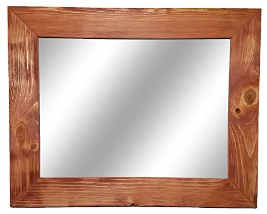 Shiplap Style Vanity Mirror, Colonial Maple, 36" X 30", Horizontal