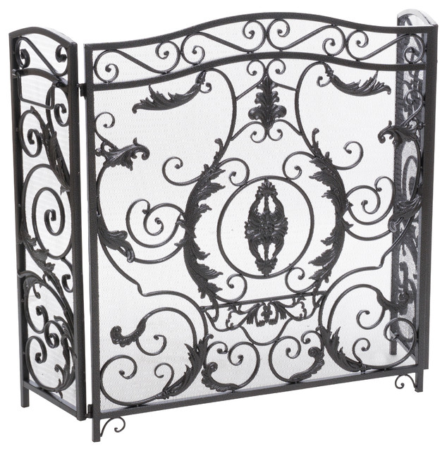 GDFStudio - Mariella Floral Iron Fireplace Screen - View in Your Room! | Houzz The Mariella Fireplace Screen is beautifully crafted out of iron and highlights ornate design work on the face of the screen. The sophistication of this