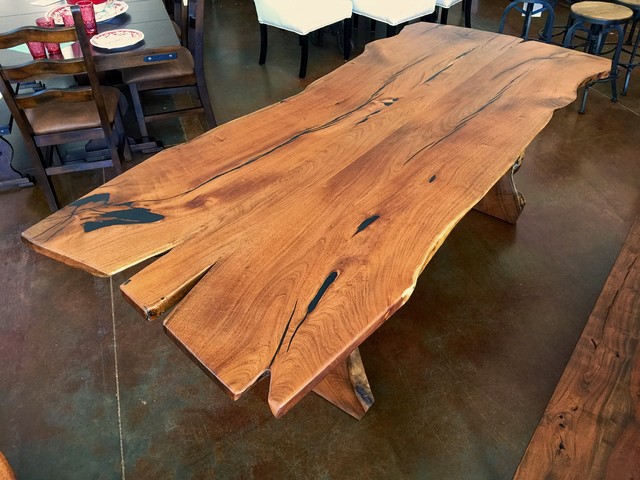Natural Slab Mesquite Wood Dining Table Rustic Dining Room