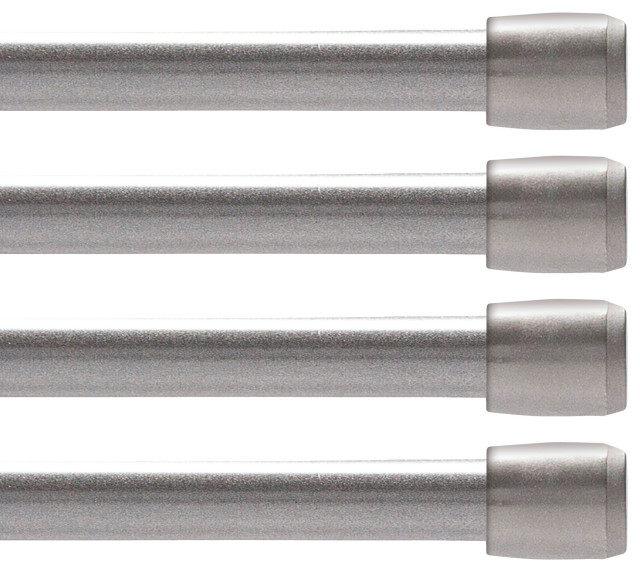 Kenney Fast Fit No Tools 7/16" Spring Tension Rod, 4-Pack, Gunmetal, 18-28"