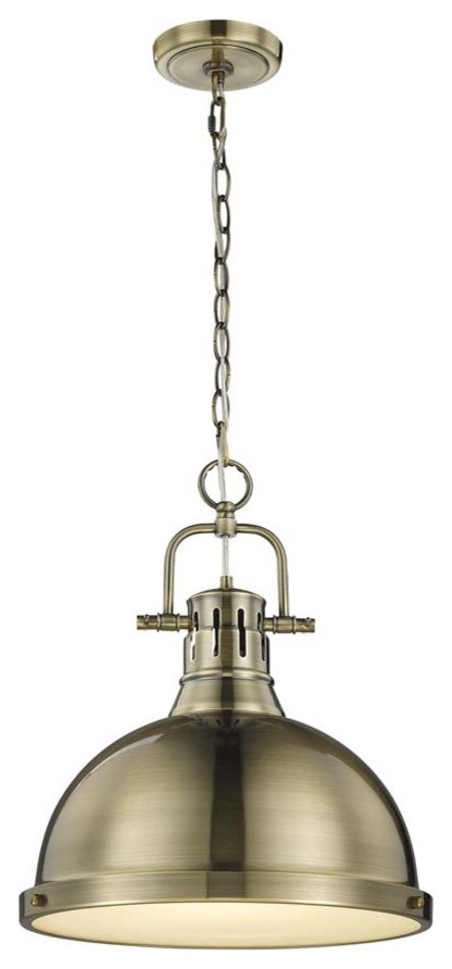 Golden Lighting Duncan 1-Light Pendant, Aged Brass, Aged Brass
