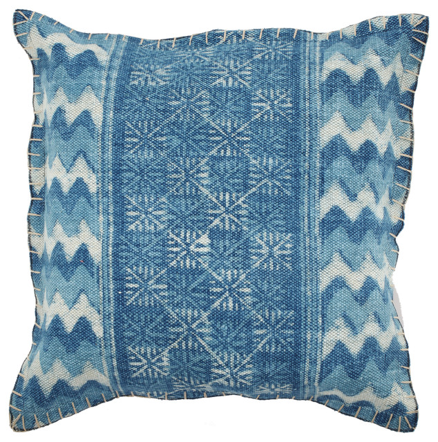 Domingo Square Pillow, Blue, 20"x20"